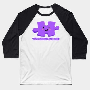 You Complete Me! Cute Purple Puzzle Piece Cartoon Baseball T-Shirt